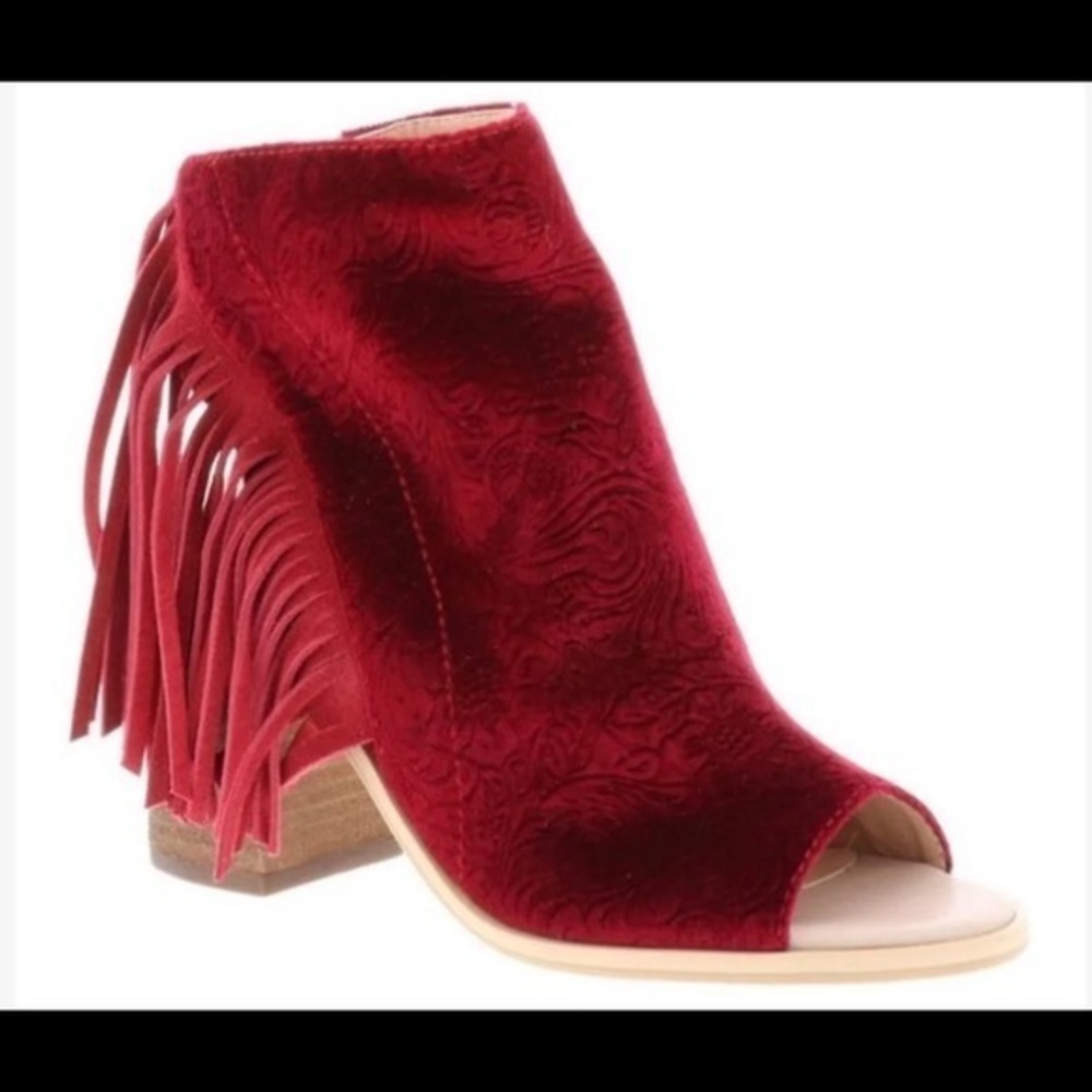 NIB-Very Volatile Wine Tassel-Accent Peep-Toe Booties